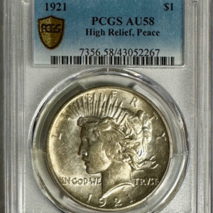 1921 Peace Dollar High Relief PCGS AU-58